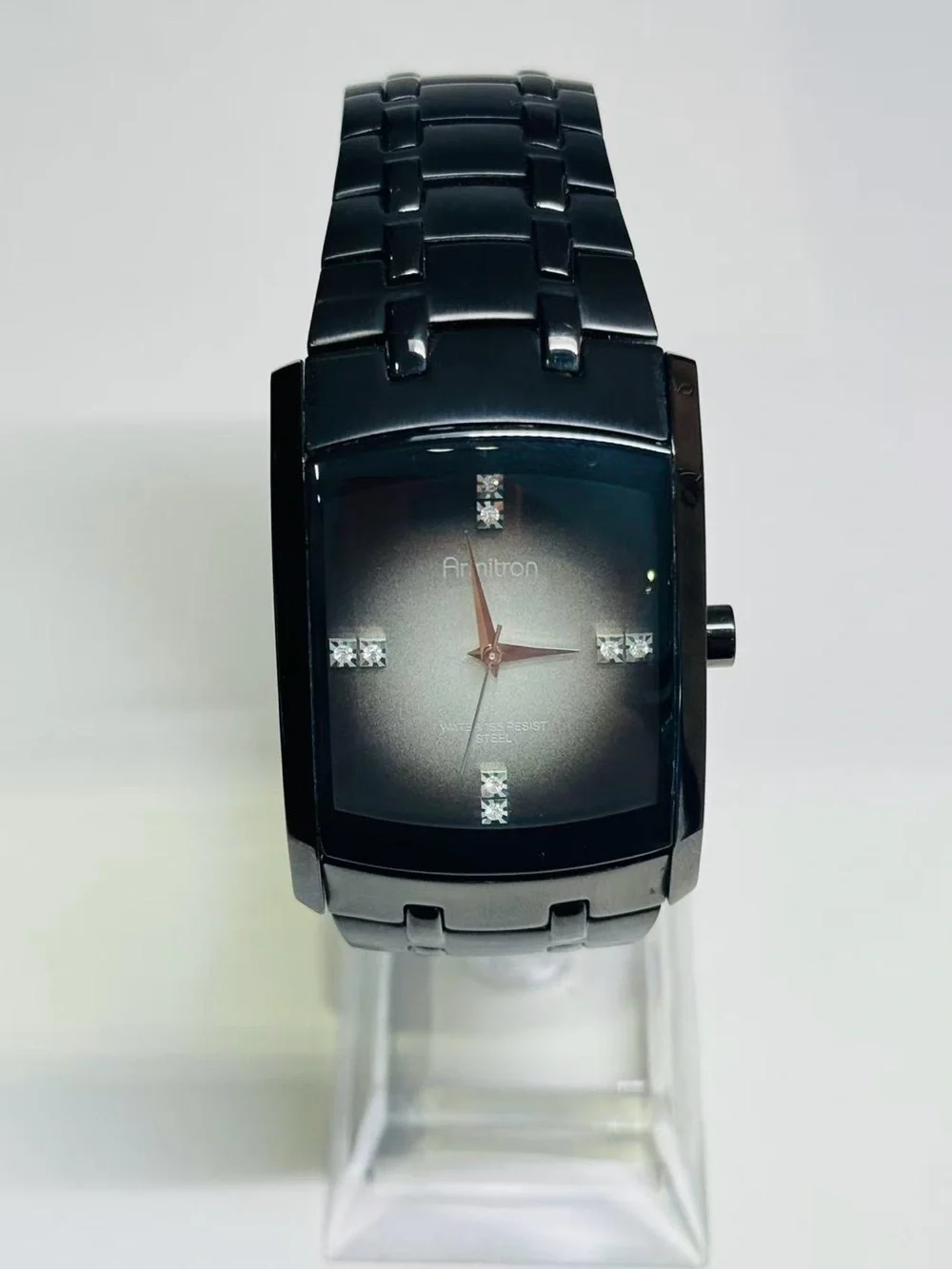 Armitron Men’s Quartz Watch 32mm Black Rectangle Crystal Dial New Battery Runs